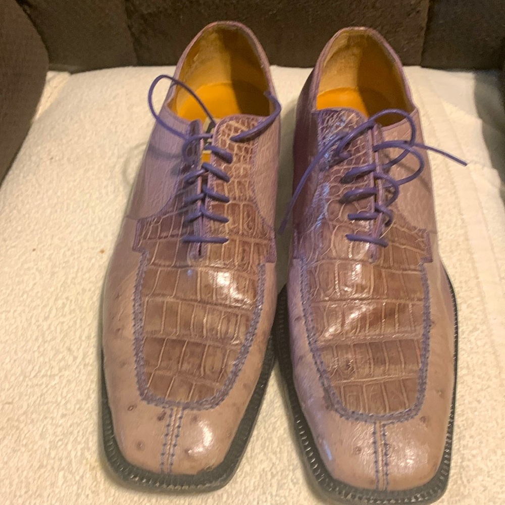 David Eden lavender and purple ostrich alligator size 13